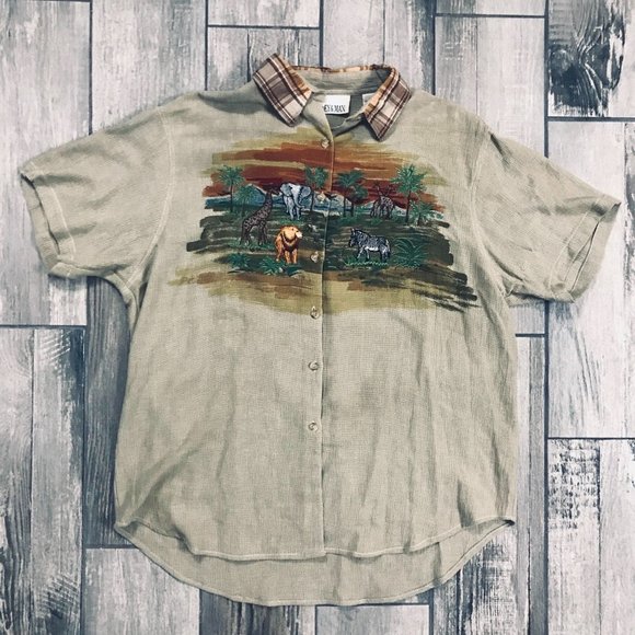 Casey & Max Other - Casey & Mac Safari Embroidered Button Down Shirt